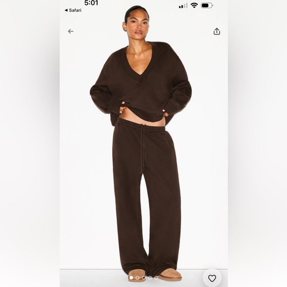 SKIMS NWT Boyfriend Fleece Pant - Espresso - Picture 1 of 5